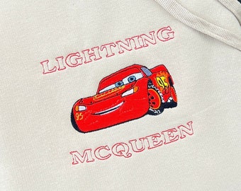 Cars Lightning Mcqueen Insipred Embroidered TShirt, Top, Sweatshirt, Hoodie, Adults and Kids Gift, McQueen Gift, Cars McQueen Gift