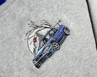 Nissan GT-R R34 Hoodie / Sweatshirt Embroidery - JDM Car Clothing - Japanese blossom flower car