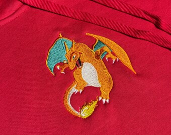 Charizard Pokemon Geïnspireerd Hoodie / Sweatshirt - Pokemon Geïnspireerd Geborduurd Pokemon Cadeau - Nintendo Fan Apparel