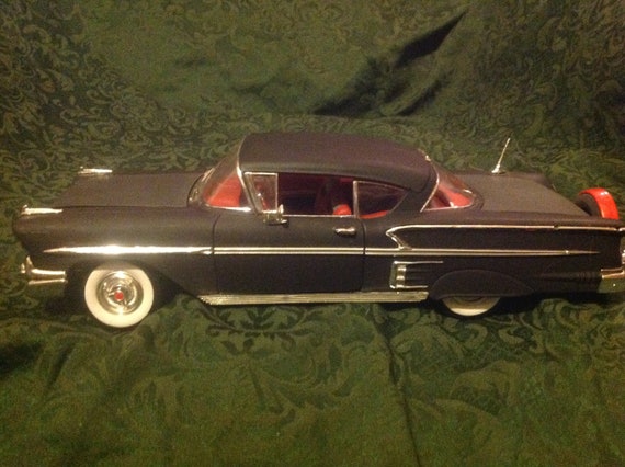 1 18 Car 1958 Chevy Impala Flat Black Hot Rod Barn Find Custom Unrestored Die Cast Rat Rod