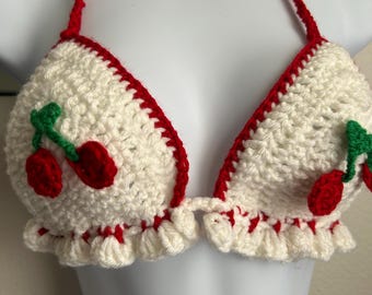 C Crochet Cherry Bralette Top