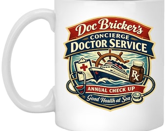Doc Bricker's Concierge Doctor Service Coffee Mug | The Love Boat retro tv show cup gift | Cruise humor