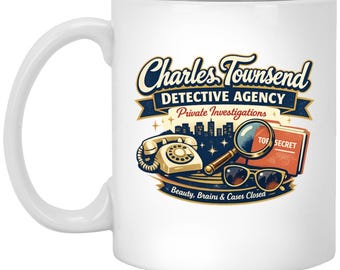 Charles Townsend Detective Agency Coffee Mug | Charlie's Angels 70s tv show mug | retro tv gift | Bosley Duncan Munroe Garrett