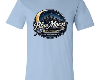 Blue Moon Detective Agency Moonlighting Bella + Canvas 3001C T-Shirt | 80s Gen X Investigator TV Drama Bruce Willis Cybill Shepard