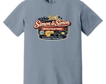 Simon and Simon Investigations TV Tee | Comfort Colors 1717 T-Shirt | 80s Gen X Stephen J Cannell show Jameson Parker Gerald McRaney