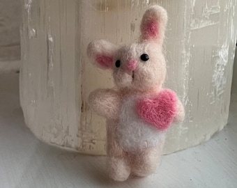 Tiny Baby Pink Valentine Love Bunny - ooak