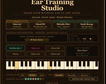 Ear Training Studio – Interval, Chord, Scale Trainer (Digital Download)