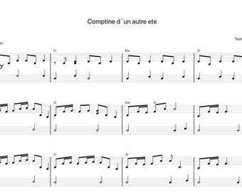 Comptine dun autre ete by Yann Tiersen Sheet Music - Digital Download, Easy Printable Music Sheet for Beginners