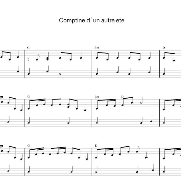 Comptine dun autre ete by Yann Tiersen Sheet Music - Digital Download, Easy Printable Music Sheet for Beginners