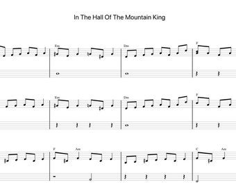 In The Hall Of The Mountain King by GriegSheet Music - Digital Download, Easy Printable Music Sheet for Beginners