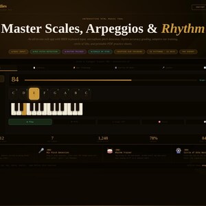 Scale & Arpeggio Trainer – MIDI Keyboard, Pitch Tuner, Rhythm Trainer and Ear Training (Digital Download)