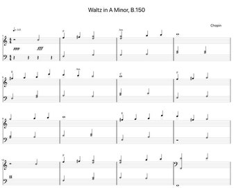 Waltz in A Minor, B.150 by Chopin Sheet Music - Digital Download, Easy Printable Music Sheet for Beginners