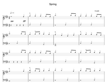 Spring by Vivaldi Sheet Music - Digital Download, Easy Printable Music Sheet for Beginners