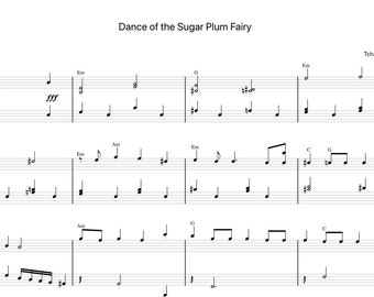 Dance of the Sugar Plum Fairy by Tchaikovsky Sheet Music - Digital Download, Easy Printable Music Sheet for Beginners