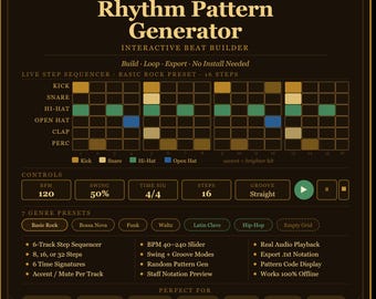 Rhythm Pattern Generator – Interactive Beat Builder (Digital Download)