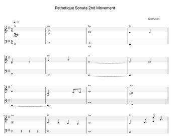 Pathetique Sonata 2nd Movement by Beethoven Sheet Music - Digital Download, Easy Printable Music Sheet for Beginners