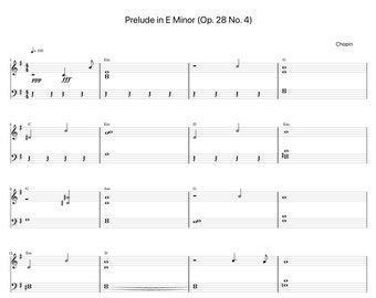 Prelude in E Minor (Op. 28 No. 4) by Chopin Sheet Music - Digital Download, Easy Printable Music Sheet for Beginners