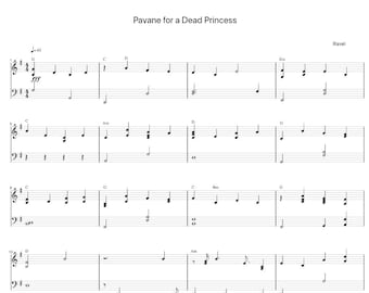 Pavane for a Dead Princess by Ravel Sheet Music - Digital Download, Easy Printable Music Sheet for Beginners