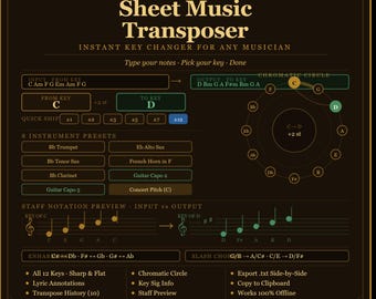 Sheet Music Transposer – Instant Key Changer Tool (Digital Download)