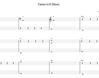 Canon In D (Slow) by Pachelbel Sheet Music - Digital Download, Easy Printable Music Sheet for Beginners