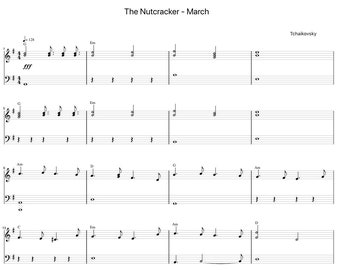 The Nutcracker - March by Tchaikovsky Sheet Music - Digital Download, Easy Printable Music Sheet for Beginners