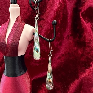 vintage sterling silver abalone dangle earrings signed alpaca mexico, vintage mother of shell abalone paua jewelry