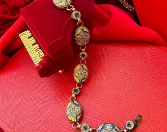 vintage micro mosaic link bracelet