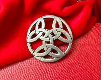 vintage st Justin Celtic knot pewter brooch made in Cornwall