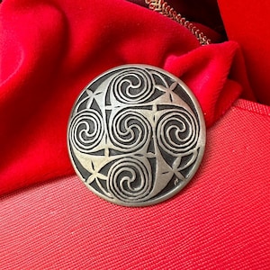 vintage St Justin Cornwall Celtic pewter shield brooch