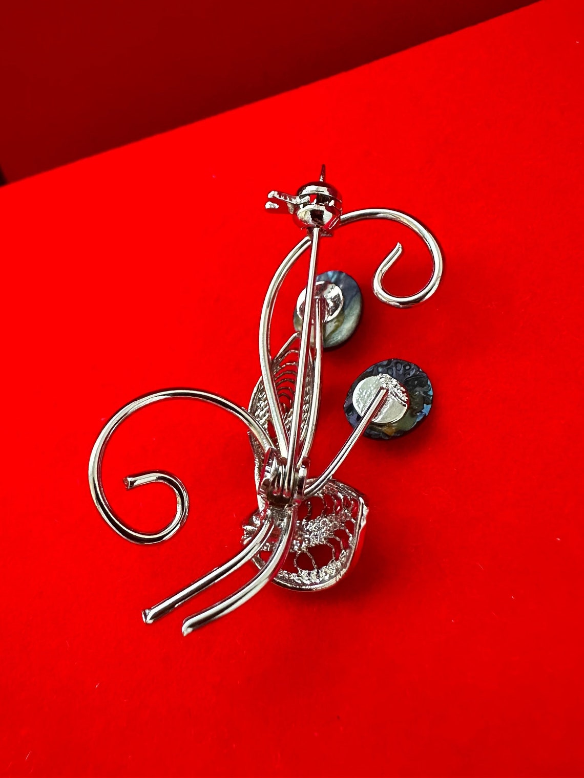 Vintage Abalone Shell Flower Brooch Pin Silver Tone, Mother of Pearl ...