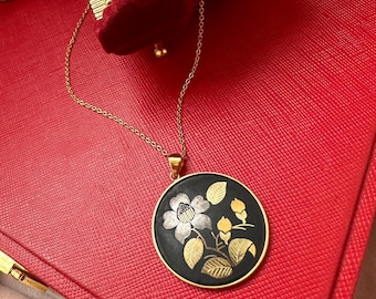 vintage Amita Japanese damascene pendant necklace