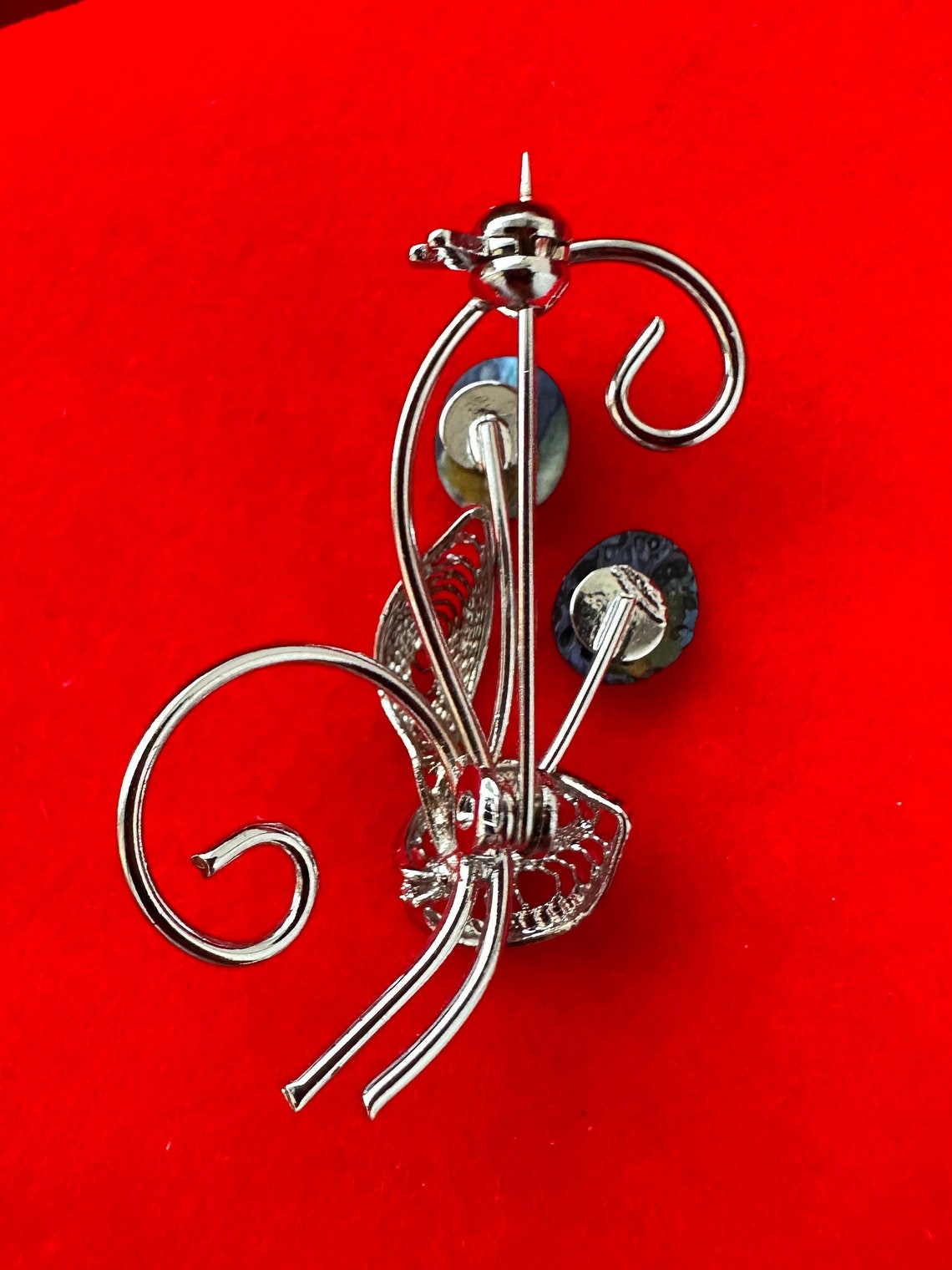 Vintage Abalone Shell Flower Brooch Pin Silver Tone, Mother of Pearl ...