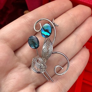 Vintage Abalone Shell Flower Brooch Pin Silver Tone, Mother of Pearl ...