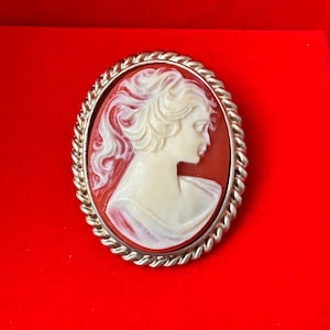 vintage cameo pendant and brooch, victorian cameo portrait brooch, vintage costume jewelry