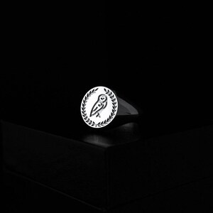 •WISDOM - SMALL• silver owl shadowbox adjustable ring