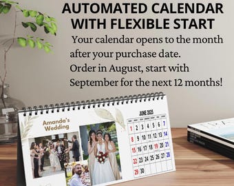 Customized Photo Desk Calendar | Automated, Starts Any Month | Personalized with Your Photos and Custom Themes for Every Page