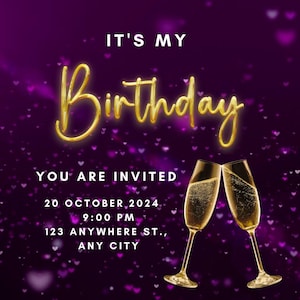 Invito per festa di compleanno con GIF animata personalizzata per WhatsApp, Viber, Facebook e altro ancora: scegli il tuo design