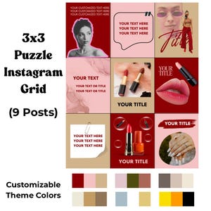 Custom Instagram Puzzle Grid | 9 Posts, Themed Colors