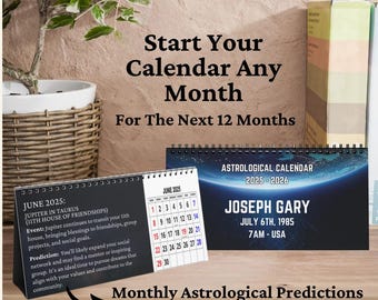 Customized Astrological Desk Calendar | Automated, Starts Any Month | Astrological Predictions Based on Your Birth Chart