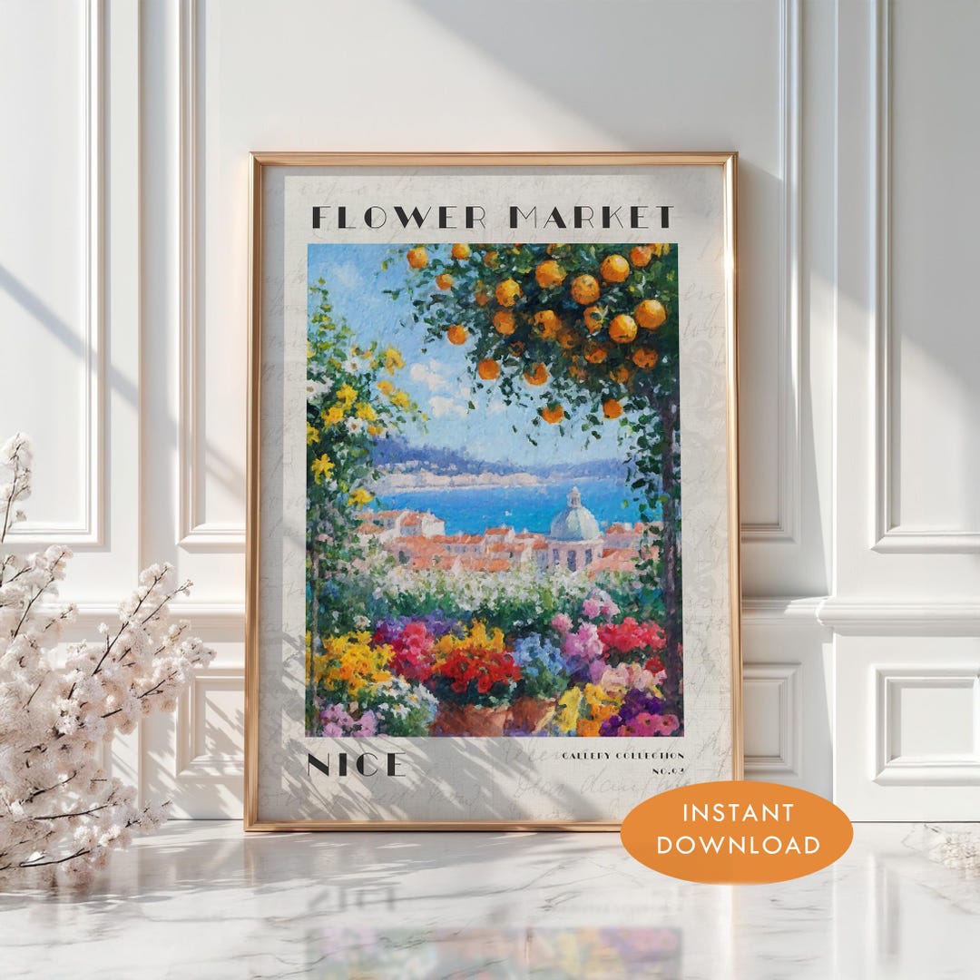 Nice Flower Market Print: Mediterranean Terrace, French Riviera