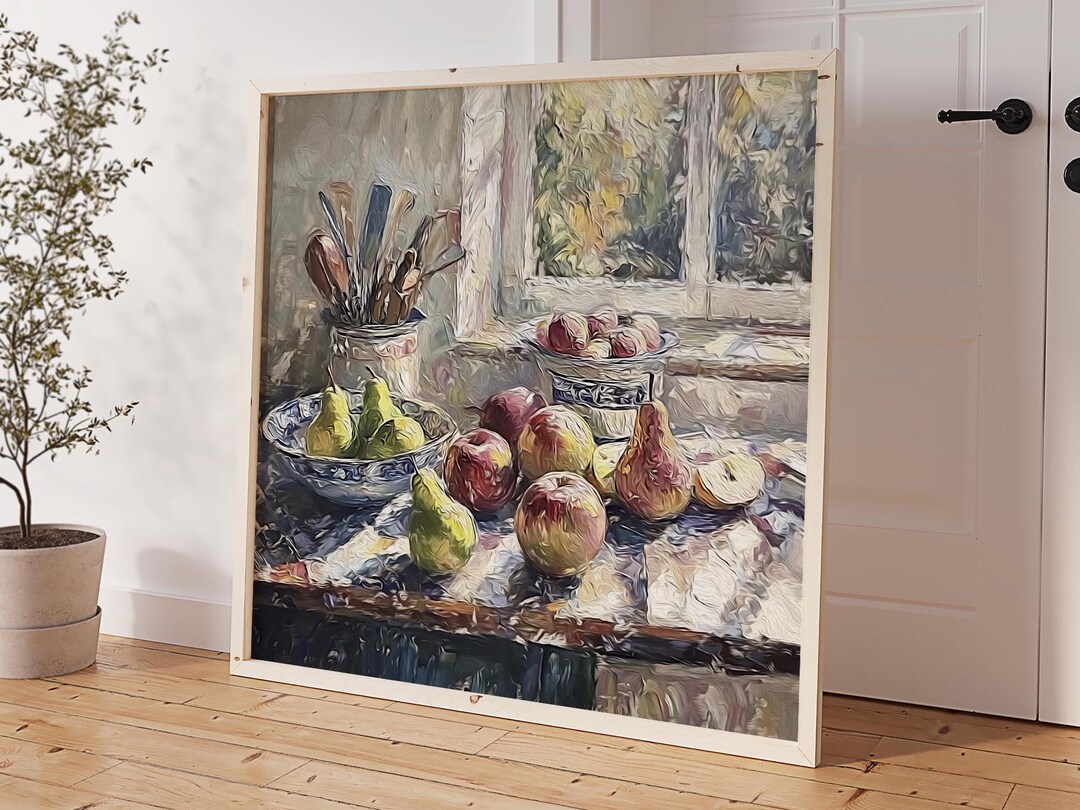 Vintage Pear and Apple Print: Rustic Still Life, Farmhouse Kitchen Art ...
