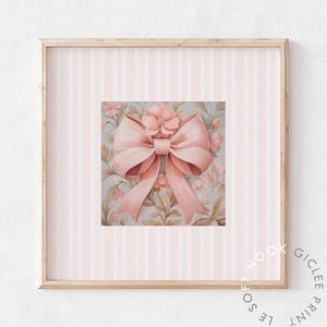 Coquette Bow Feminine Poster, Elegant Lace Print, Pink Aesthetic Floral Bow, Pastel Cottagecore Decor, Trendy Wall Art, Feminine Art, Gifts