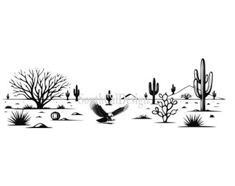 Eagle Desert Scene: High-Resolution PNG, SVG, PDF