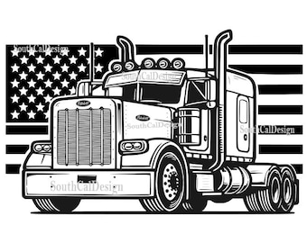 Truck with American Flag SVG Design