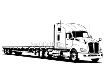 Flatbed Semi Truck svg,png,pdf