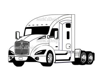 Kenworth Semi Truck Digital Image (SVG, PNG, PDF)