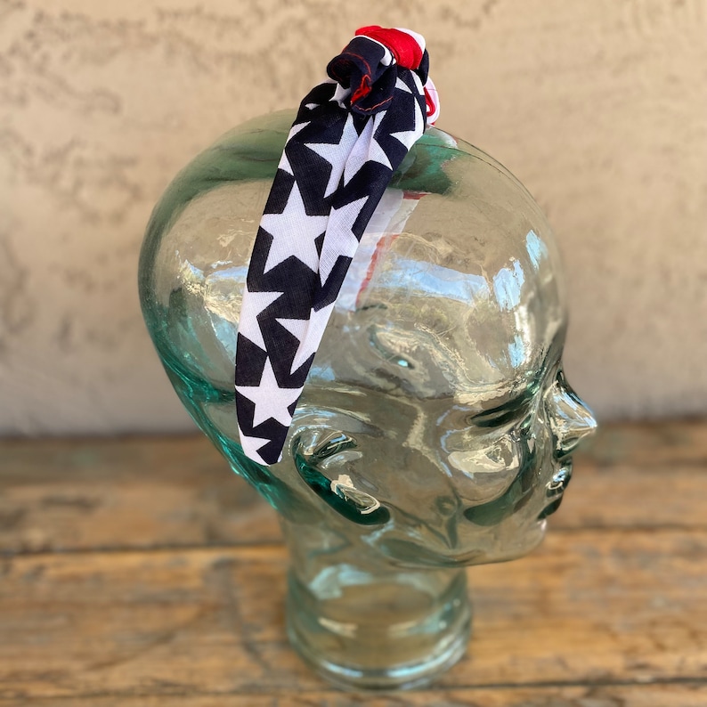 American Flag Knot Tied Headband, Bandana Head wrap, Patriotic HairBand, American Headband, 4th of July Headband image 6