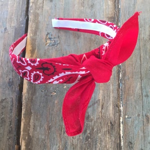 RED Bandana Knot Tie Headband Bandanna HeadWrap Rock Fashion Headband image 1