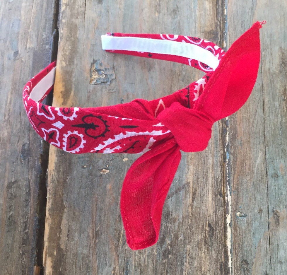 RED Bandana Knot Tie Headband Bandanna HeadWrap Rock Fashion Headband