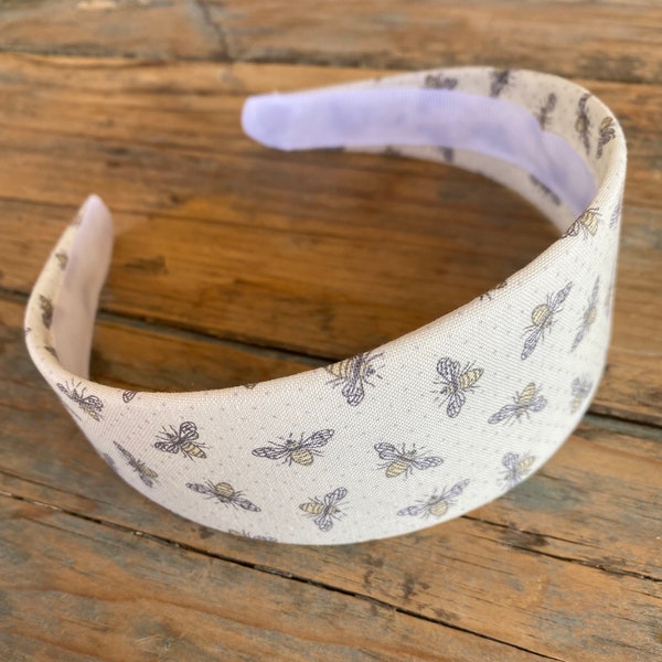 Honey Bee Wide Headband, Women’s Head Wrap, Women's Wide Fashion Headband,  Bee Print Headband, Lux Hairband, Easter Headband, Spring